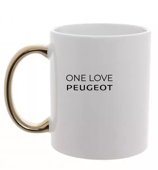 Чашка с цветной ручкой I Love Peugeot Золото фото