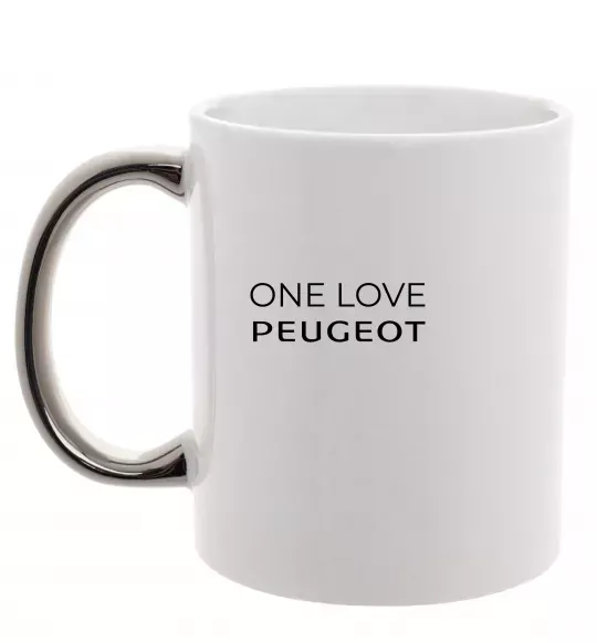 Чашка с цветной ручкой I Love Peugeot Серебро фото