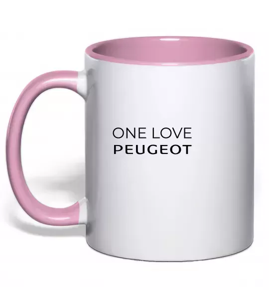 Чашка с цветной ручкой I Love Peugeot Нежно розовый фото