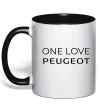 Чашка з кольоровою ручкою I Love Peugeot Чорний фото