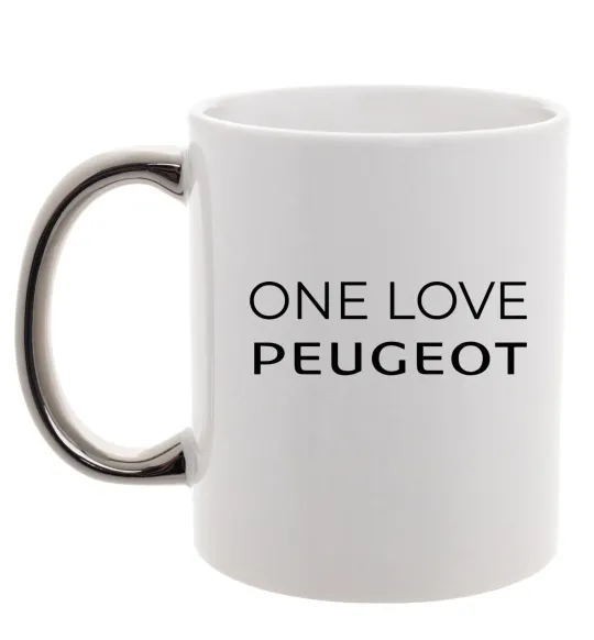 Чашка з кольоровою ручкою I Love Peugeot Срібло фото