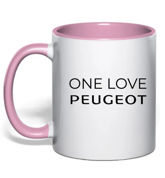 Чашка з кольоровою ручкою I Love Peugeot Ніжно рожевий фото