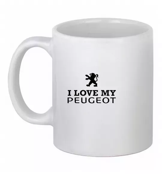 Чашка керамічна Love my Peugeot logo Білий фото