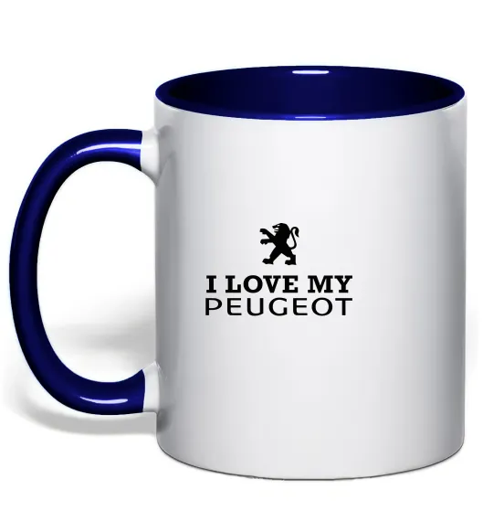 Чашка з кольоровою ручкою Love my Peugeot logo Глибокий темно-синій фото