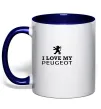 Чашка з кольоровою ручкою Love my Peugeot logo Глибокий темно-синій фото