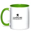 Чашка з кольоровою ручкою Love my Peugeot logo Зелений фото