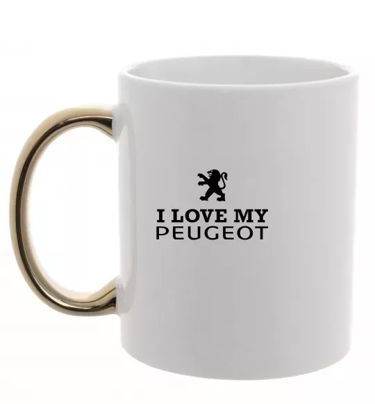 Чашка з кольоровою ручкою Love my Peugeot logo Золото фото