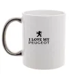 Чашка з кольоровою ручкою Love my Peugeot logo Срібло фото