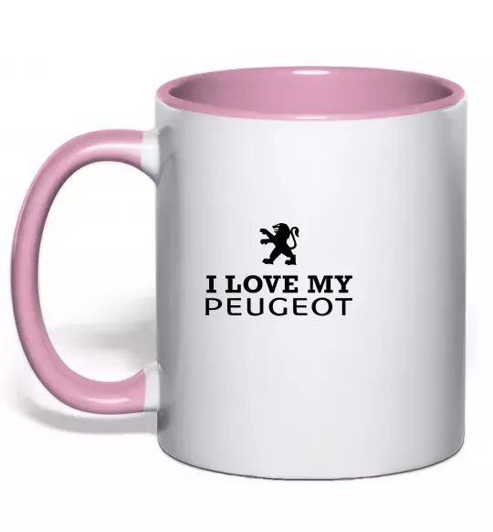 Чашка з кольоровою ручкою Love my Peugeot logo Ніжно рожевий фото