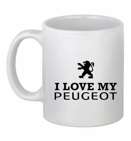 Чашка керамічна Love my Peugeot logo Білий фото
