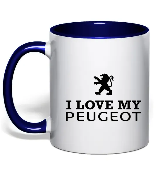 Чашка з кольоровою ручкою Love my Peugeot logo Глибокий темно-синій фото
