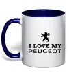Чашка з кольоровою ручкою Love my Peugeot logo Глибокий темно-синій фото