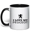 Чашка з кольоровою ручкою Love my Peugeot logo Чорний фото