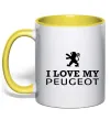 Чашка з кольоровою ручкою Love my Peugeot logo Лимонний фото