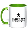 Чашка з кольоровою ручкою Love my Peugeot logo Лаймовий фото
