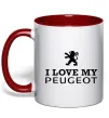 Чашка з кольоровою ручкою Love my Peugeot logo Червоний фото