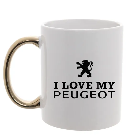 Чашка з кольоровою ручкою Love my Peugeot logo Золото фото