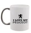 Чашка з кольоровою ручкою Love my Peugeot logo Срібло фото