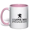 Чашка з кольоровою ручкою Love my Peugeot logo Ніжно рожевий фото
