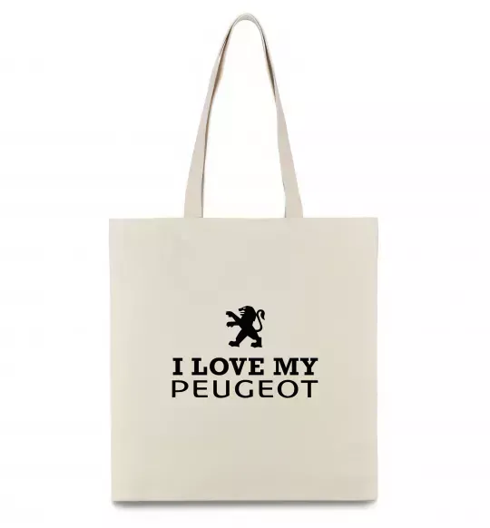 Еко-сумка Love my Peugeot logo Бежевий фото