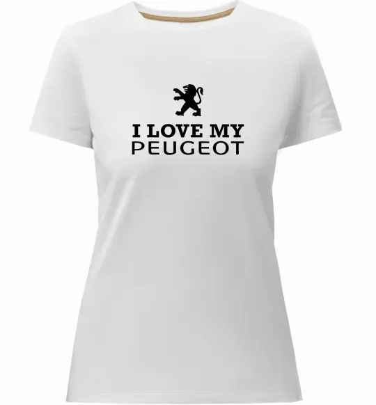 Жіноча преміум футболка Love my Peugeot logo Білий фото