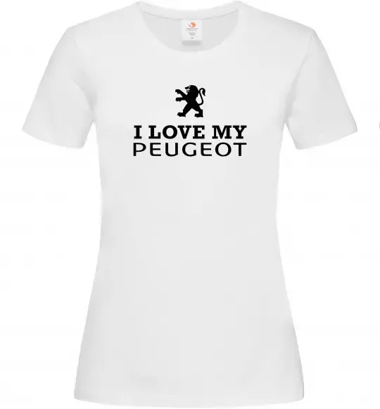 Жіноча футболка Love my Peugeot logo Білий фото