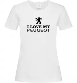 Жіноча футболка Love my Peugeot logo Білий фото