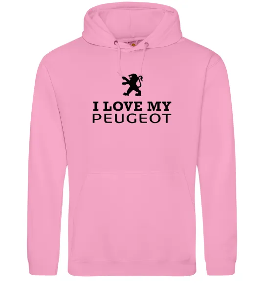 Чоловіча толстовка (худі) Love my Peugeot logo Рожевий фото