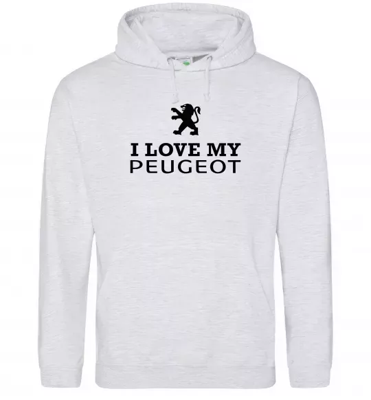 Чоловіча толстовка (худі) Love my Peugeot logo Сірий меланж фото