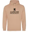 Чоловіча толстовка (худі) Love my Peugeot logo Пісочний фото
