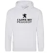 Женская толстовка (худи) Love my Peugeot logo Серый меланж фото