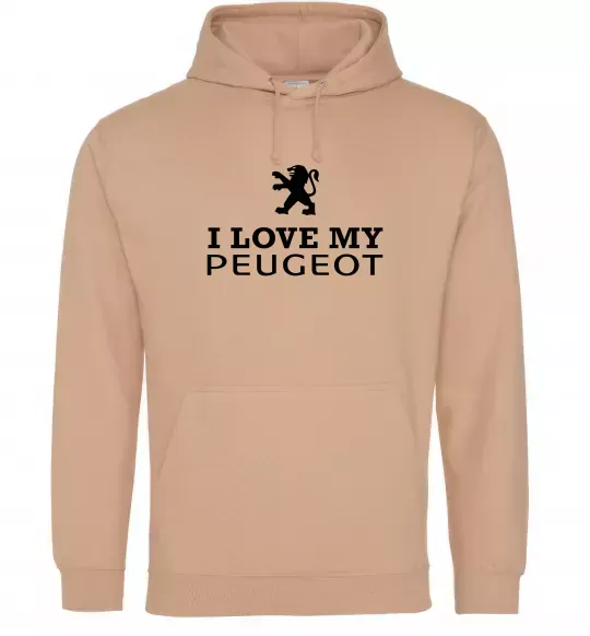 Женская толстовка (худи) Love my Peugeot logo Песочный фото