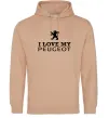 Женская толстовка (худи) Love my Peugeot logo Песочный фото