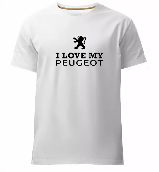 Чоловіча преміум футболка Love my Peugeot logo Білий фото