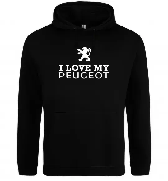 Чоловіча толстовка (худі) Love my Peugeot logo Чорний фото