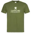 Чоловіча футболка Love my Peugeot logo Оливковий фото