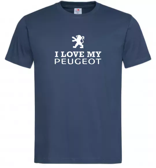 Чоловіча футболка Love my Peugeot logo Темно-синій фото