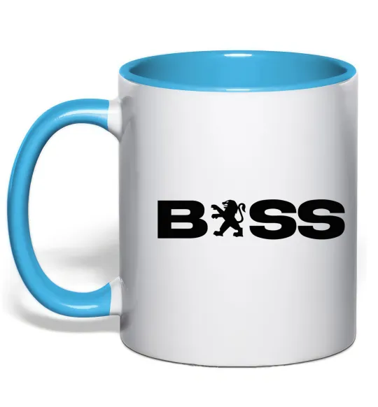 Чашка з кольоровою ручкою Boss Peugeot Блакитний фото