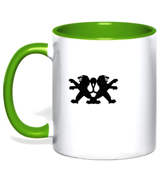 Чашка с цветной ручкой Peugeot logos Лаймовый фото