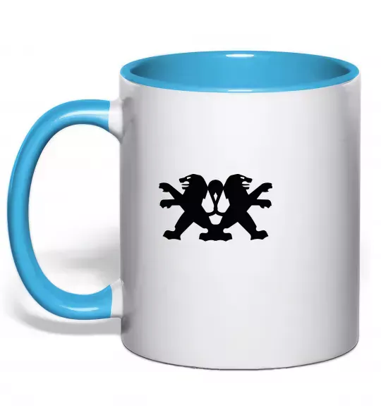 Чашка з кольоровою ручкою Peugeot logos Блакитний фото