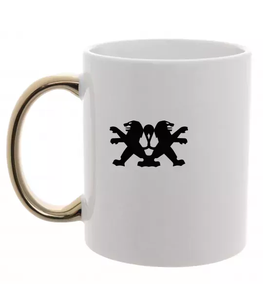 Чашка з кольоровою ручкою Peugeot logos Золото фото