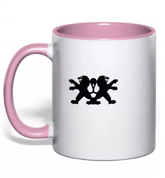 Чашка з кольоровою ручкою Peugeot logos Ніжно рожевий фото