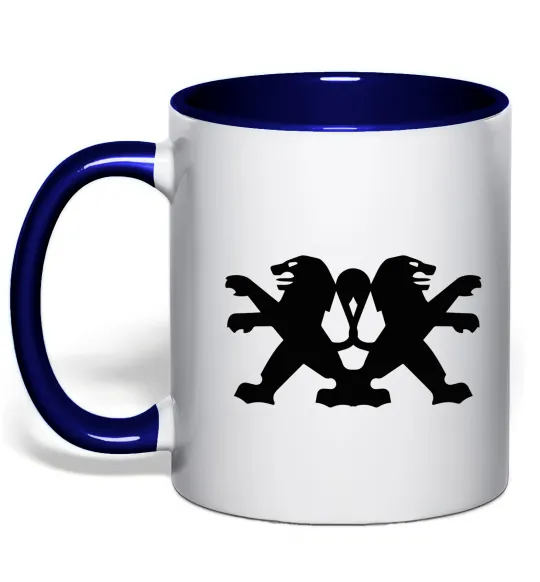 Чашка с цветной ручкой Peugeot logos Глубокий темно-синий фото