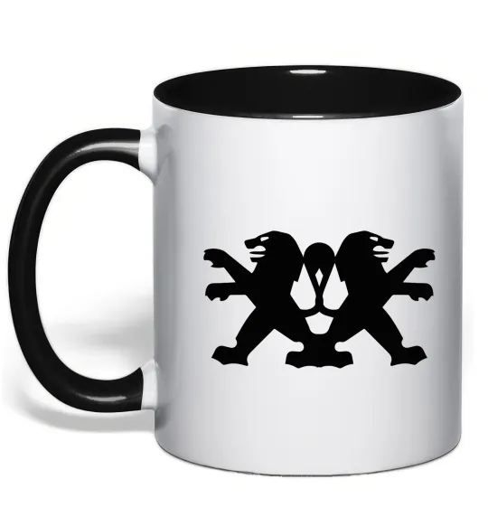 Чашка с цветной ручкой Peugeot logos Черный фото