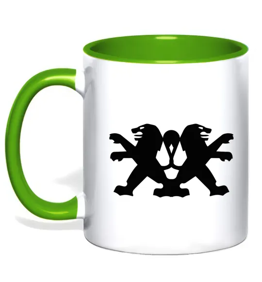 Чашка с цветной ручкой Peugeot logos Лаймовый фото