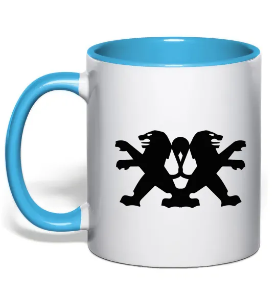 Чашка с цветной ручкой Peugeot logos Голубой фото