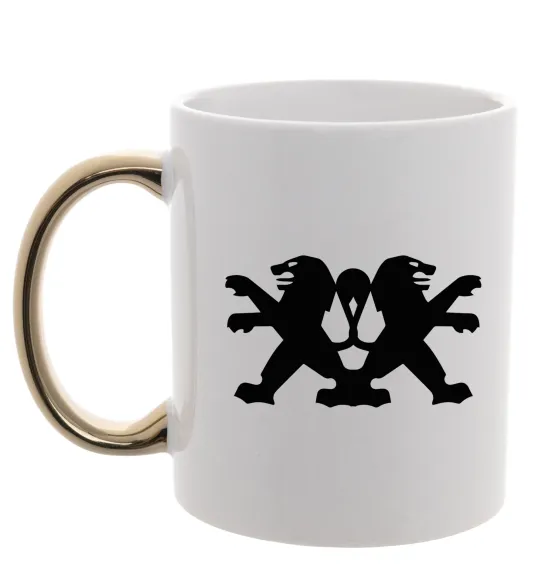 Чашка с цветной ручкой Peugeot logos Золото фото