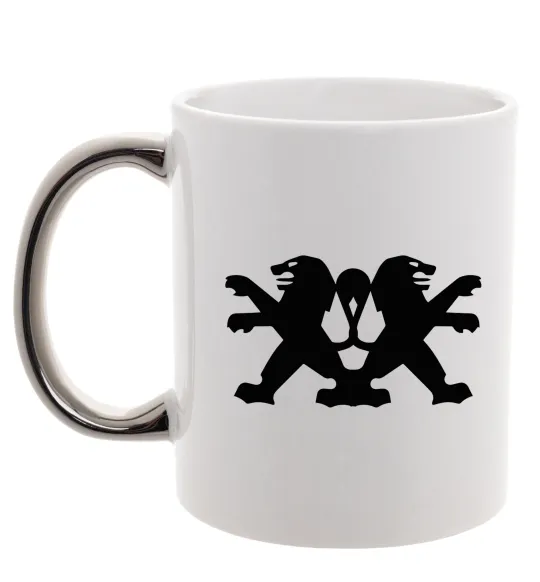 Чашка с цветной ручкой Peugeot logos Серебро фото