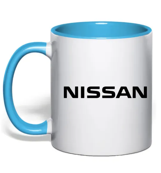 Чашка с цветной ручкой Nissan напис Голубой фото