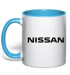 Чашка с цветной ручкой Nissan напис Голубой фото
